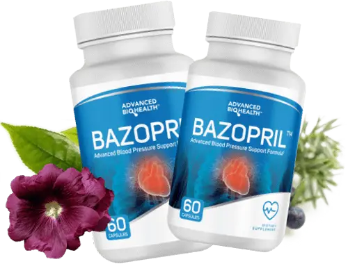 Bazopril supplement product bottle natural blood pressure support